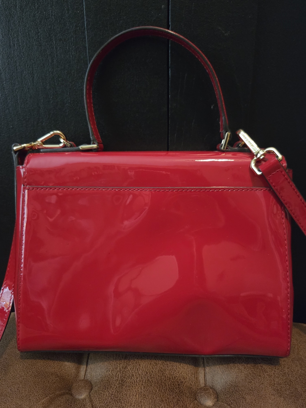 Michael Kors Callie Glossy Red Patent Leather Satchel - Picture 4 of 15